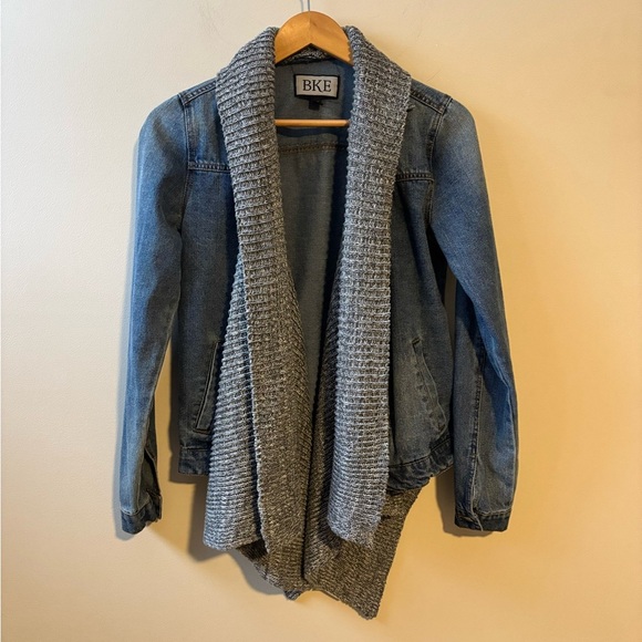 BKE Denim Jacket with Knit Collar - Picture 1 of 10